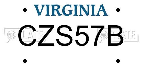 CZS57B Virginia License Plate