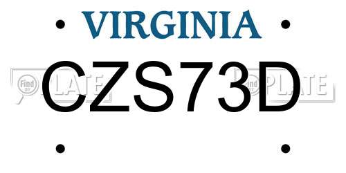 CZS73D Virginia License Plate