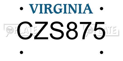 CZS875 Virginia License Plate