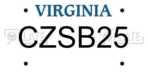 CZSB25 Virginia License Plate
