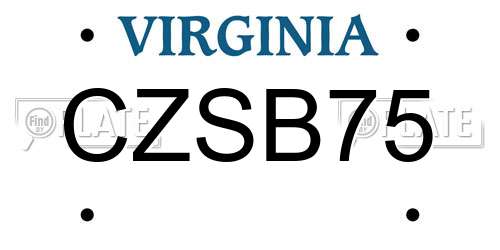 CZSB75 Virginia License Plate