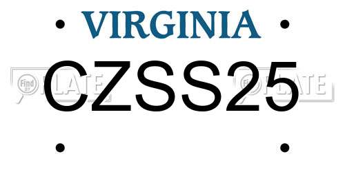 CZSS25 Virginia License Plate