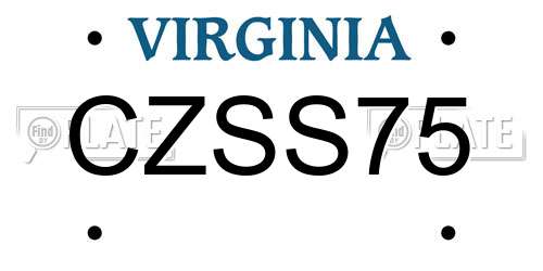 CZSS75 Virginia License Plate