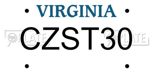 CZST30 Virginia License Plate