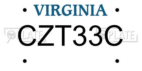 CZT33C Virginia License Plate