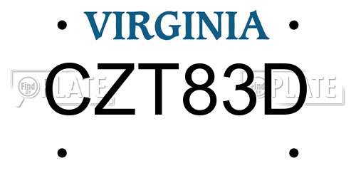 CZT83D Virginia License Plate