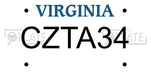 CZTA34 Virginia License Plate