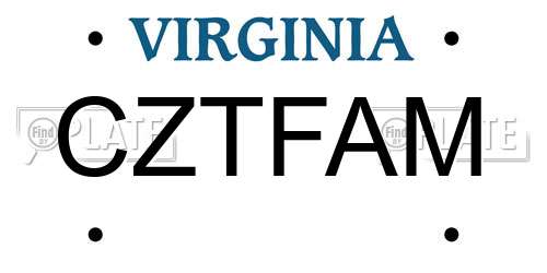 CZTFAM Virginia License Plate