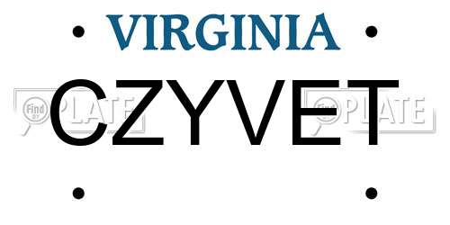 CZYVET Virginia License Plate