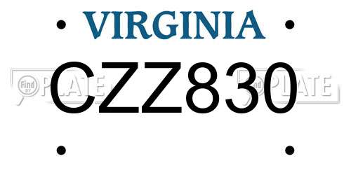 CZZ830 Virginia License Plate