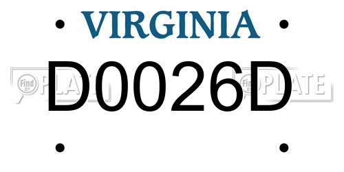 D0026D Virginia License Plate