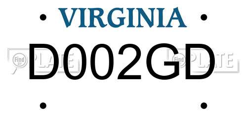 D002GD Virginia License Plate