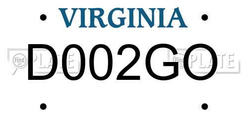D002GO Virginia License Plate