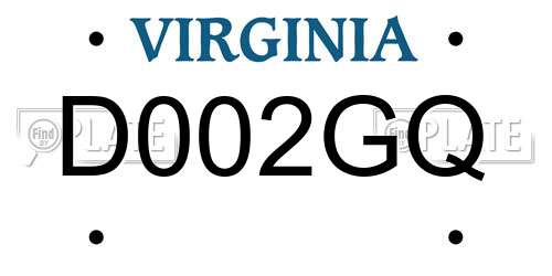 D002GQ Virginia License Plate
