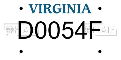 D0054F Virginia License Plate