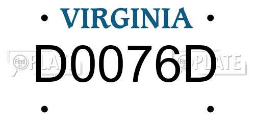 D0076D Virginia License Plate