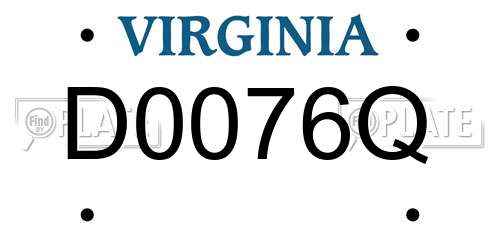 D0076Q Virginia License Plate