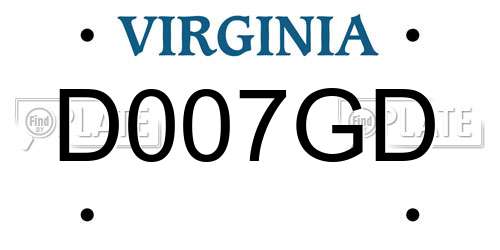 D007GD Virginia License Plate
