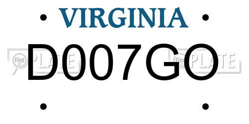 D007GO Virginia License Plate