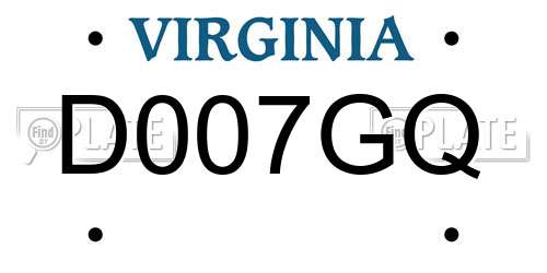 D007GQ Virginia License Plate