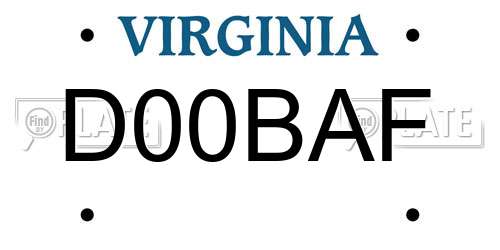 D00BAF Virginia License Plate