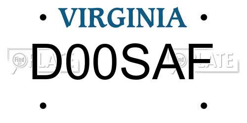 D00SAF Virginia License Plate