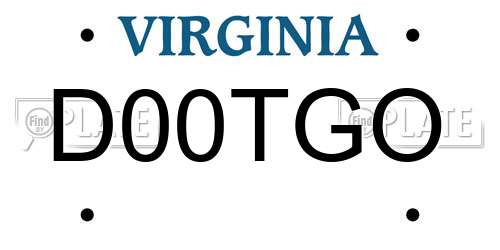 D00TGO Virginia License Plate