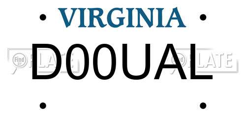 D00UAL Virginia License Plate