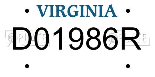 D01986R Virginia License Plate