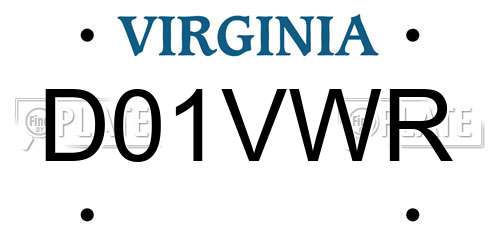 D01VWR Virginia License Plate