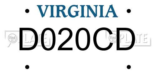 D020CD Virginia License Plate