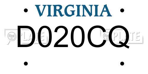 D020CQ Virginia License Plate