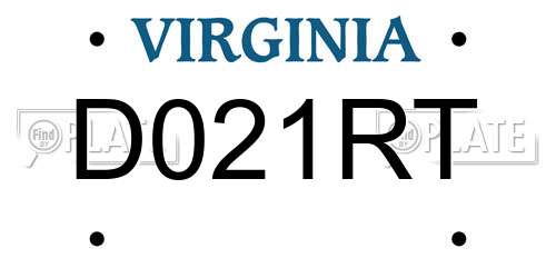 D021RT Virginia License Plate