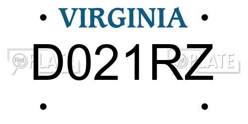 D021RZ Virginia License Plate