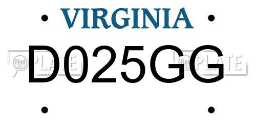 D025GG Virginia License Plate