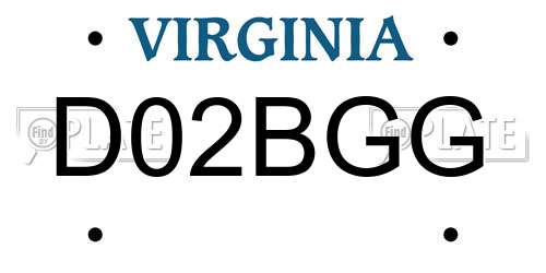 D02BGG Virginia License Plate