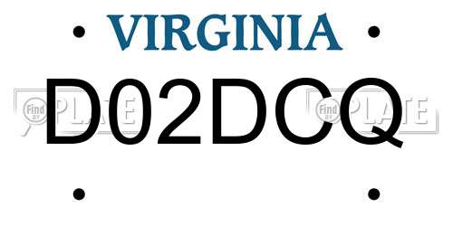 D02DCQ Virginia License Plate