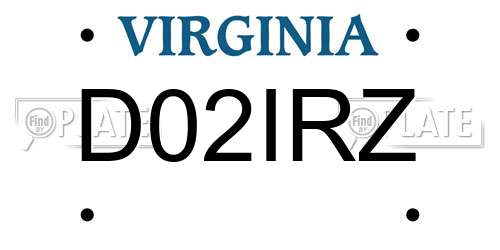 D02IRZ Virginia License Plate
