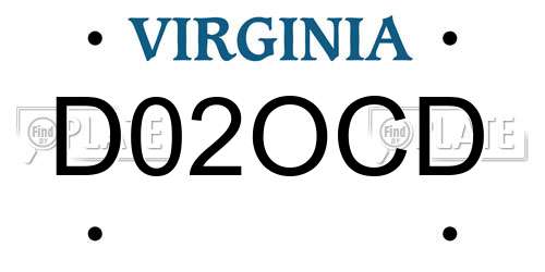 D02OCD Virginia License Plate