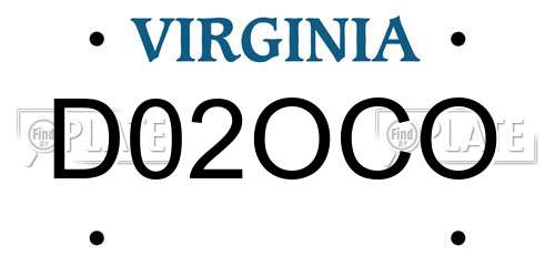 D02OCO Virginia License Plate