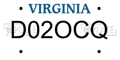 D02OCQ Virginia License Plate