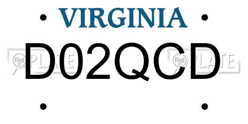 D02QCD Virginia License Plate