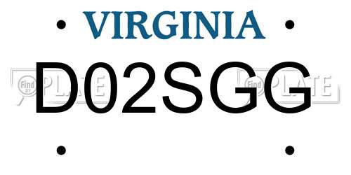 D02SGG Virginia License Plate