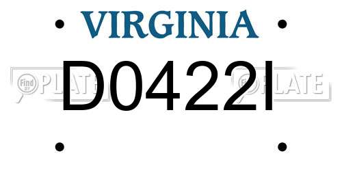D0422I Virginia License Plate