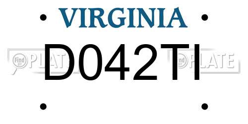 D042TI Virginia License Plate