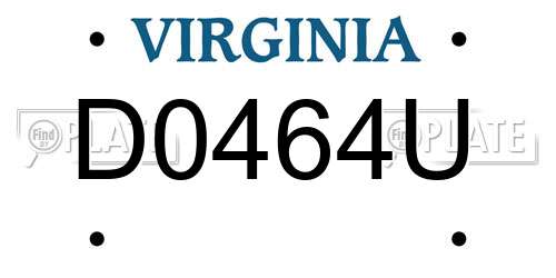 D0464U Virginia License Plate