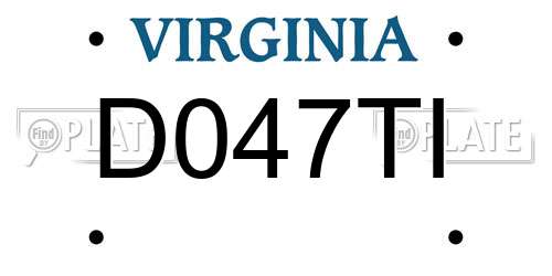 D047TI Virginia License Plate