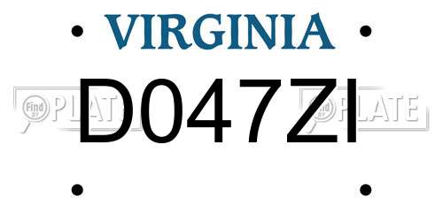 D047ZI Virginia License Plate