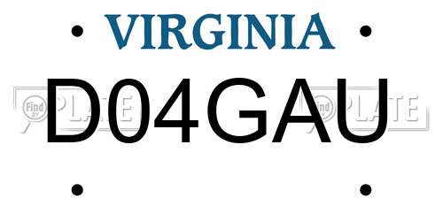 D04GAU Virginia License Plate