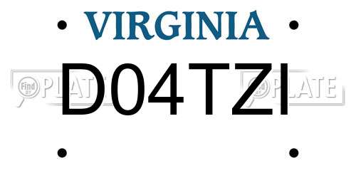 D04TZI Virginia License Plate